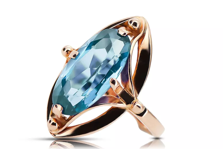 Aquamarine Original Vintage 14K Rose Gold Ring Vintage style vrc047r